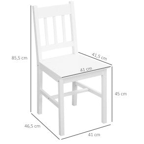 Set di 4 sedie da pranzo 41x46.5x85.5 cm con schienale aperto in legno bianco