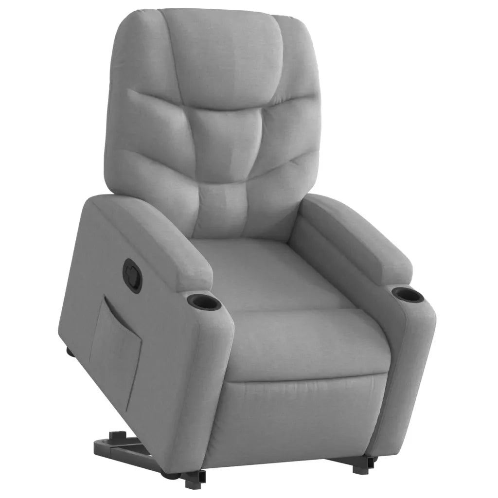 Poltrona Alzapersona Reclinabile Grigio Chiaro in Tessuto 3204596