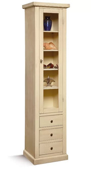 Vetrina libreria 1 porta legno avorio patinato 45x41x187 - Mobili 2G