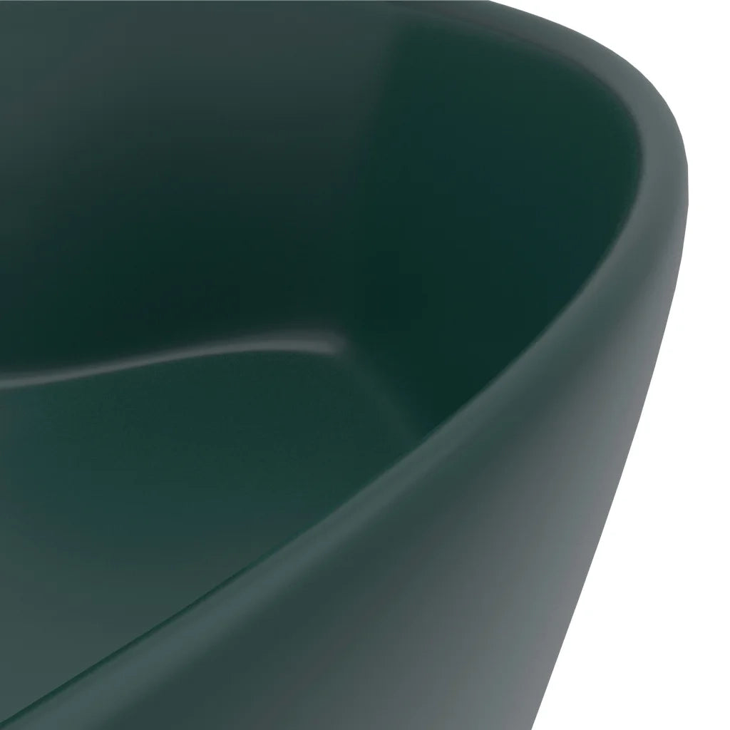 Lavandino con Troppopieno-Lavabo-Lavello Verde Scuro Opaco 36x13cm in Ceramica