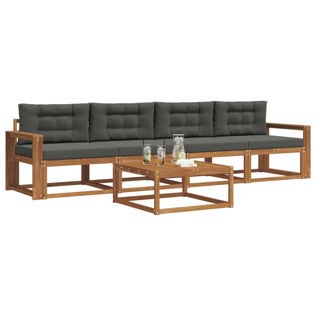 Set di divani da esterno con cuscino 5 pcs Naturale e Antracite 3367165