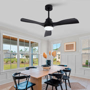Ventilatore da soffitto nero da 42 pollici con luce LED 20 W; telecomando; 3 pale ABS e motore DC reversibile