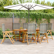 Set Pranzo da Giardino 7 pz Grigio Polyrattan e Legno Massello 3281719