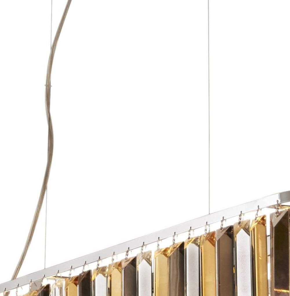 Lampadario Contemporaneo Clarissa Acciaio Cromo Vetro Bianco 8 Luci E14