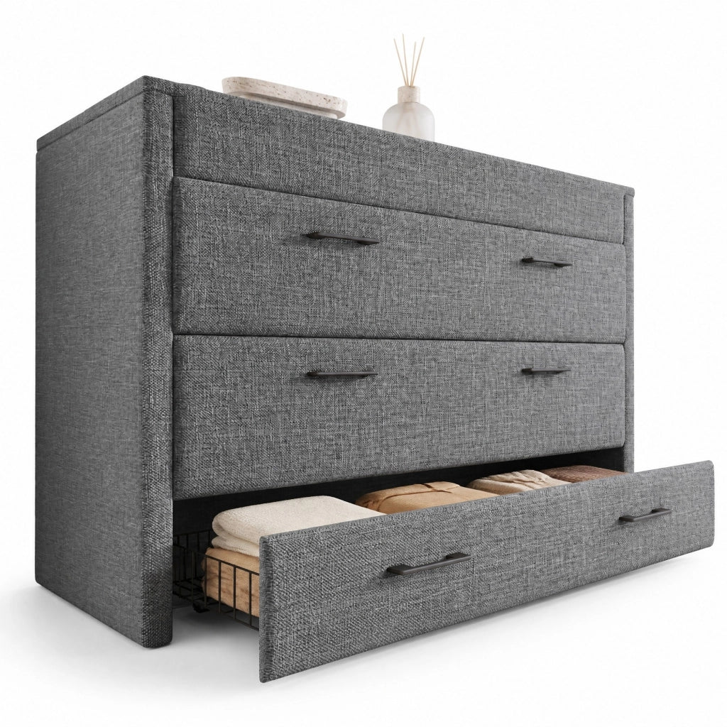 Letto armadio 140 x 200 con cassetto, USB e Type-C, grigio