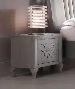 Comodino moderno mod gioia in legno di frassino color grigio anticato