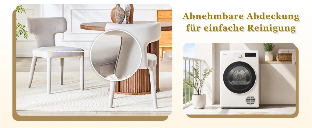 Set di 2 sedie da sala da pranzo con schienale a T e seduta imbottita in tessuto grigio chiaro