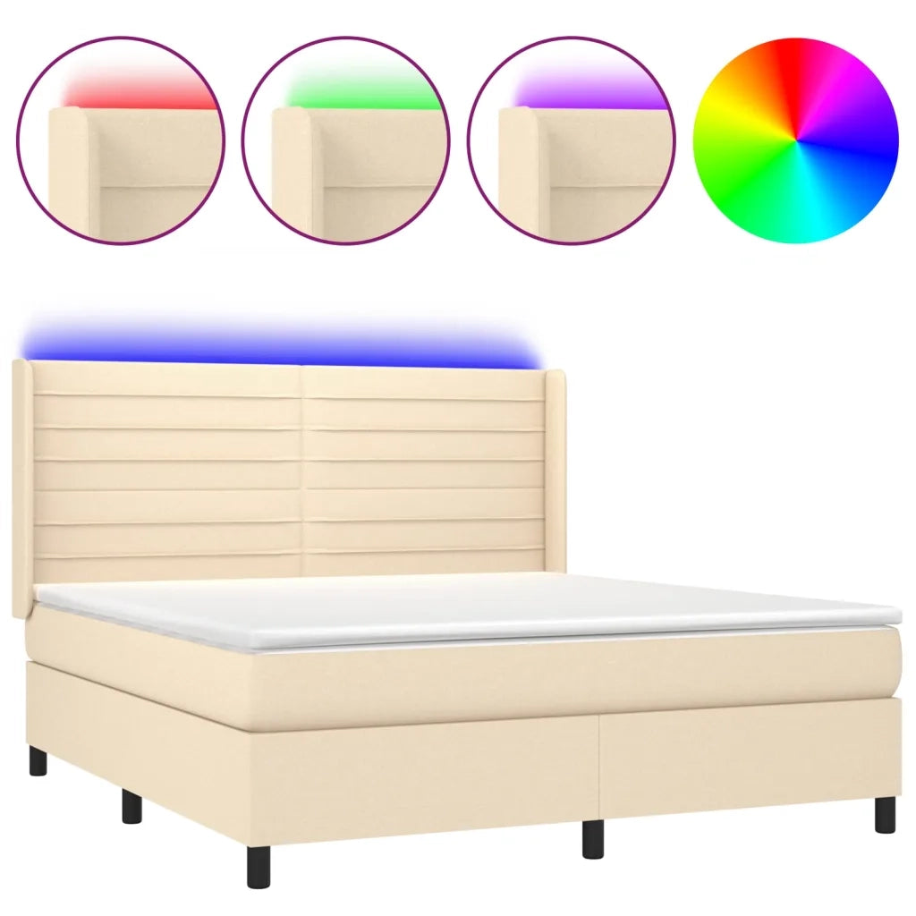 Letto a Molle con Materasso e LED Crema 180x200 cm in Tessutocod mxl 123260