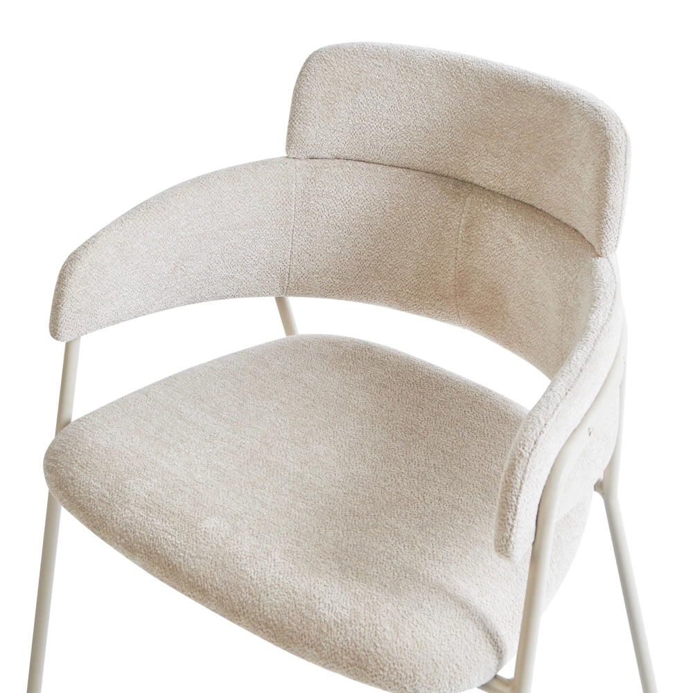 Set di 2 sedie da pranzo imbottite beige chiaro con braccioli Base in metallo Design moderno