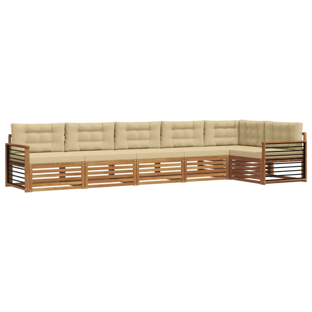 Set di divani da esterno con cuscino 6 pcs Naturale e Beige