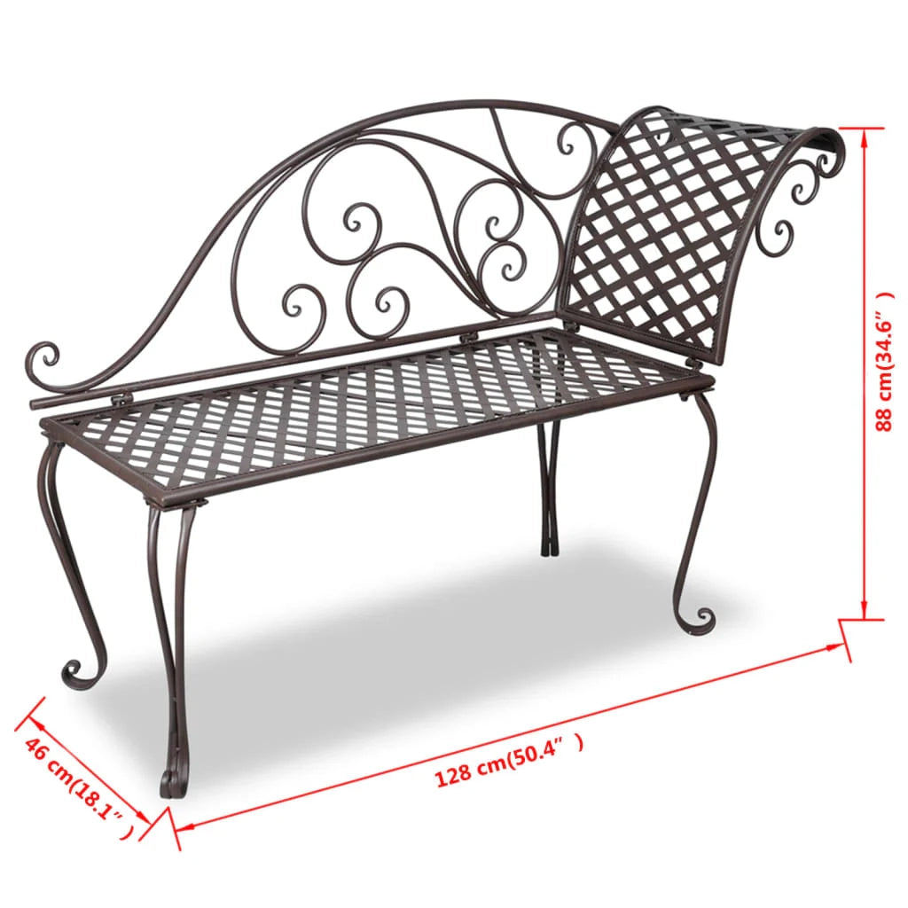 Chaise longue da giardino 128 cm acciaio marrone anticato 02_0011867