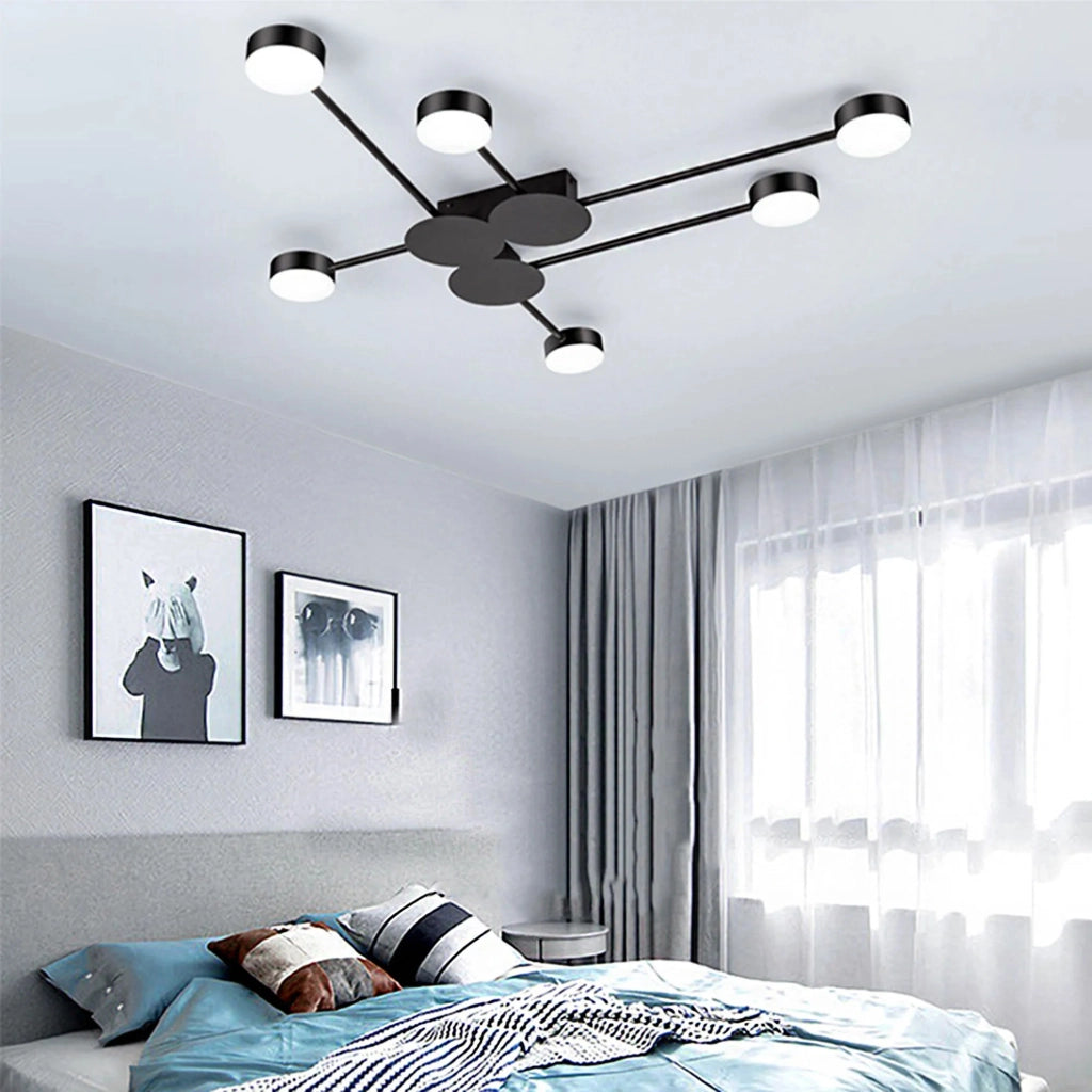 Lampada Da Soffitto 6 Punti Luce Black Led APP521-6C