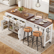 Tavolo da Pranzo Allungabile con Isola Cucina e Cassetti ¨C MINIMAL ¨C Bianco 131.5-210 cm