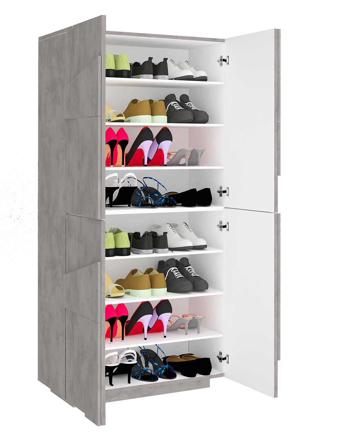 Scarpiera 4 Ante Battenti 81,2x39,2x167,6 cm Ping Cemento Bronx