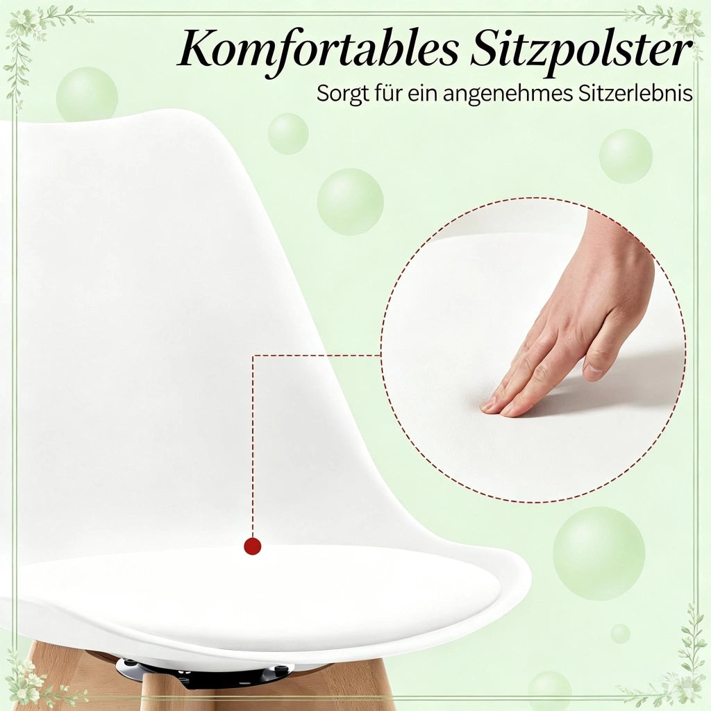SEDIA Girevole 360° in Similpelle Bianca Set da 4 pezzi