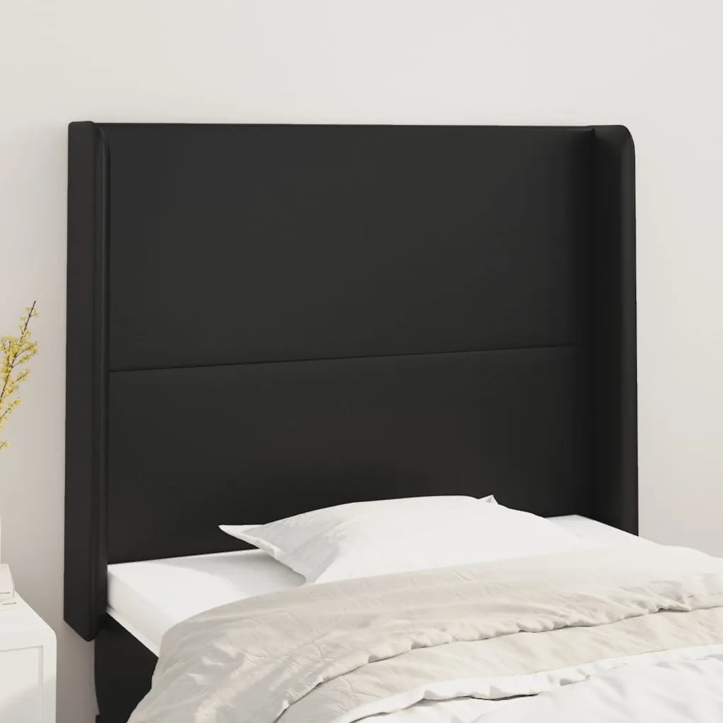 Testiera | Testata ad Orecchio Nera 83x16x118/128 cm in Similpelle