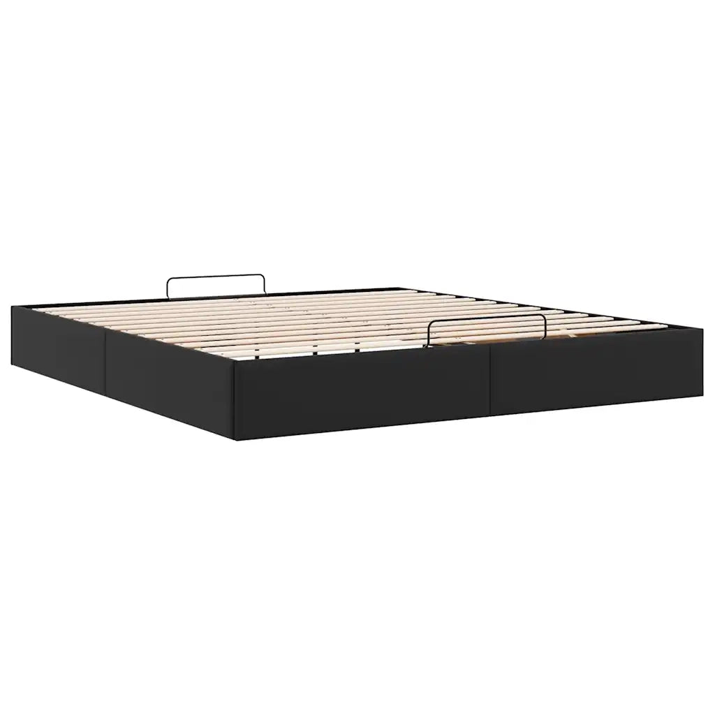Struttura Letto Pouf senza Materasso Nero 200x200 cm Similpelle 3310819