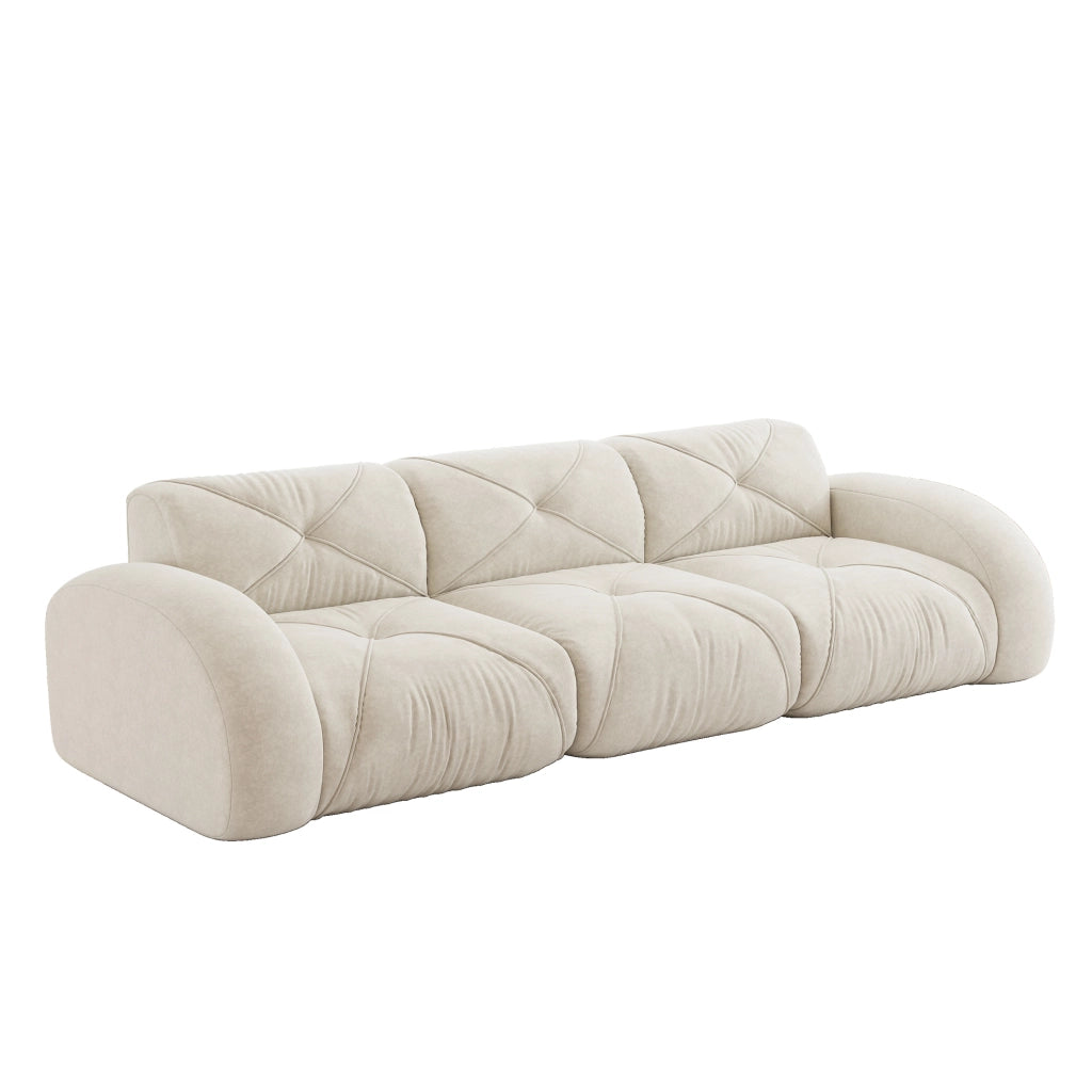 Divano modulare senza struttura in ciniglia beige chiaro 281 × 95 × 76 cm