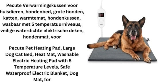 Cuscino riscaldante per animali domestici, letto per cani, cani grandi, gatti, materassino riscaldante, cuscino per cani, lavabile con 5 livelli di temperatura, degenere elettrico impermeabile e sicuro, letto per cani