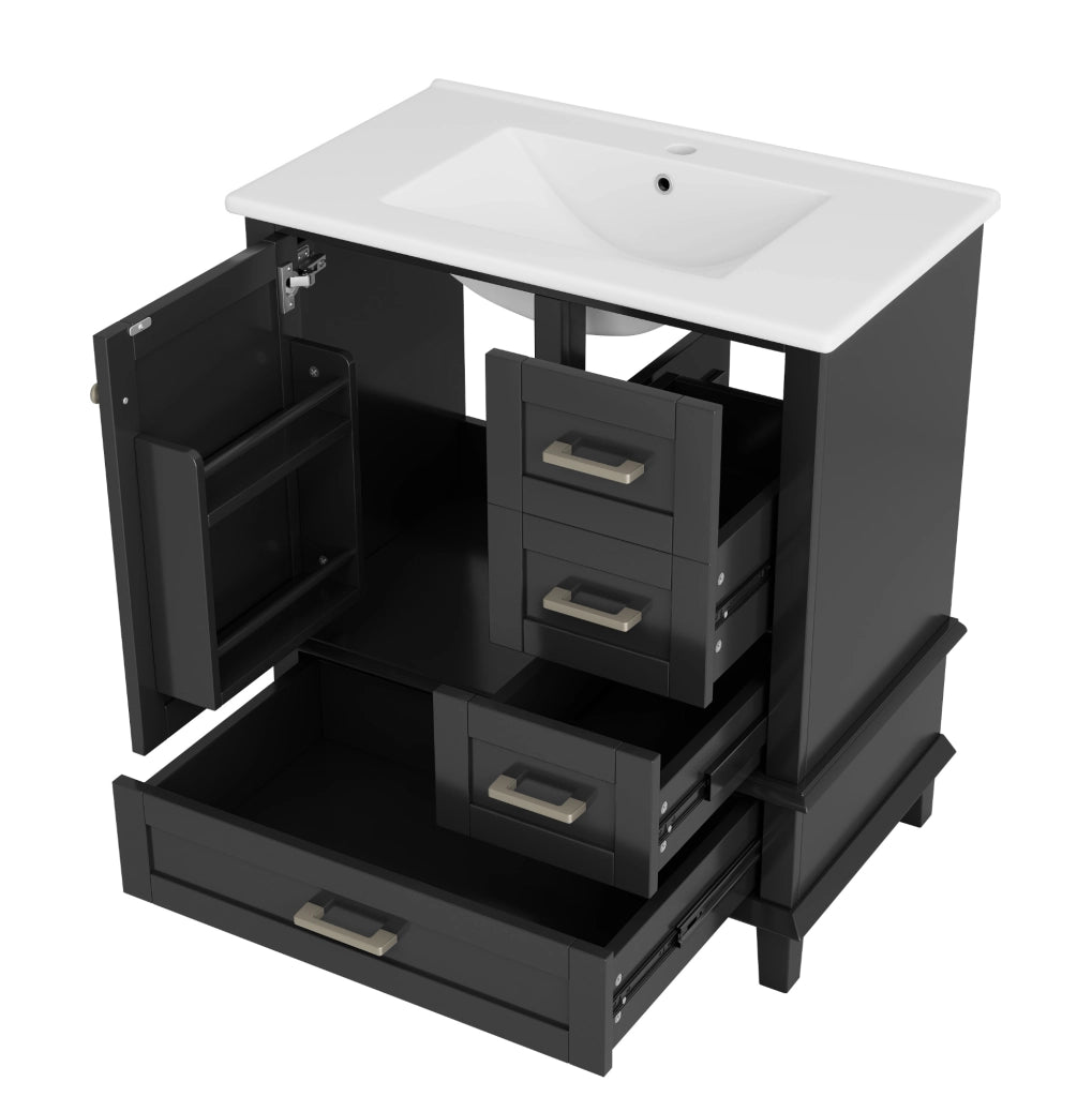 Mobile bagno nero 76x45,5x83,5 cm con lavabo in ceramica