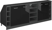 Set di mobili sottotetto Rion, Nero lucido, 210 cm Set di 5 carcasse armadio profondità 60 cm, adatto per il salvaspazio sotto tetti spioventi