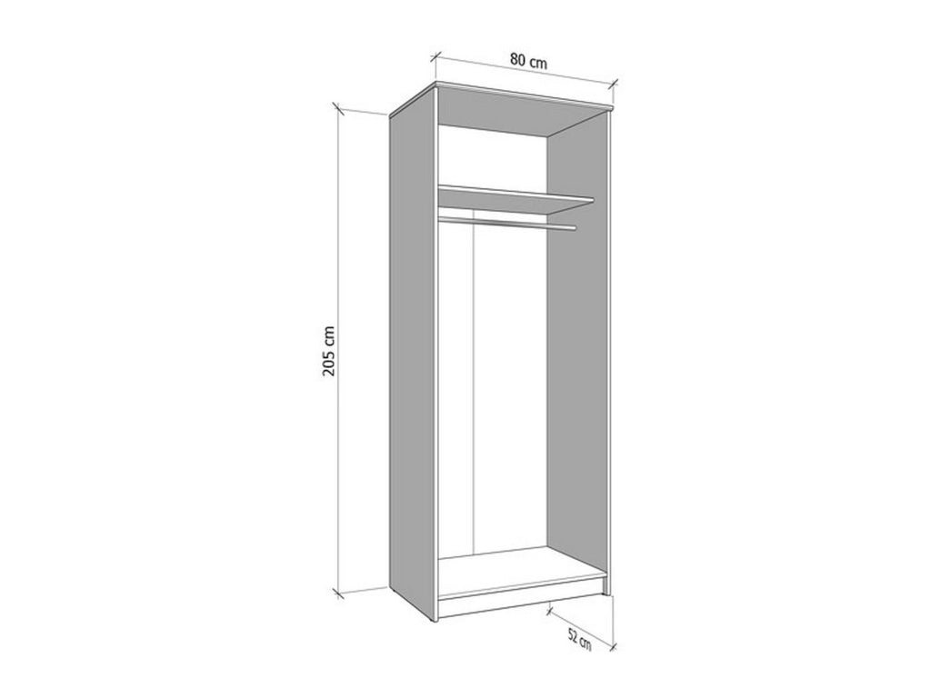 Armadio Camera da Letto Roncaro, Guardaroba 2 Ante Appendiabiti, 80x205h cm Marrone Rovere