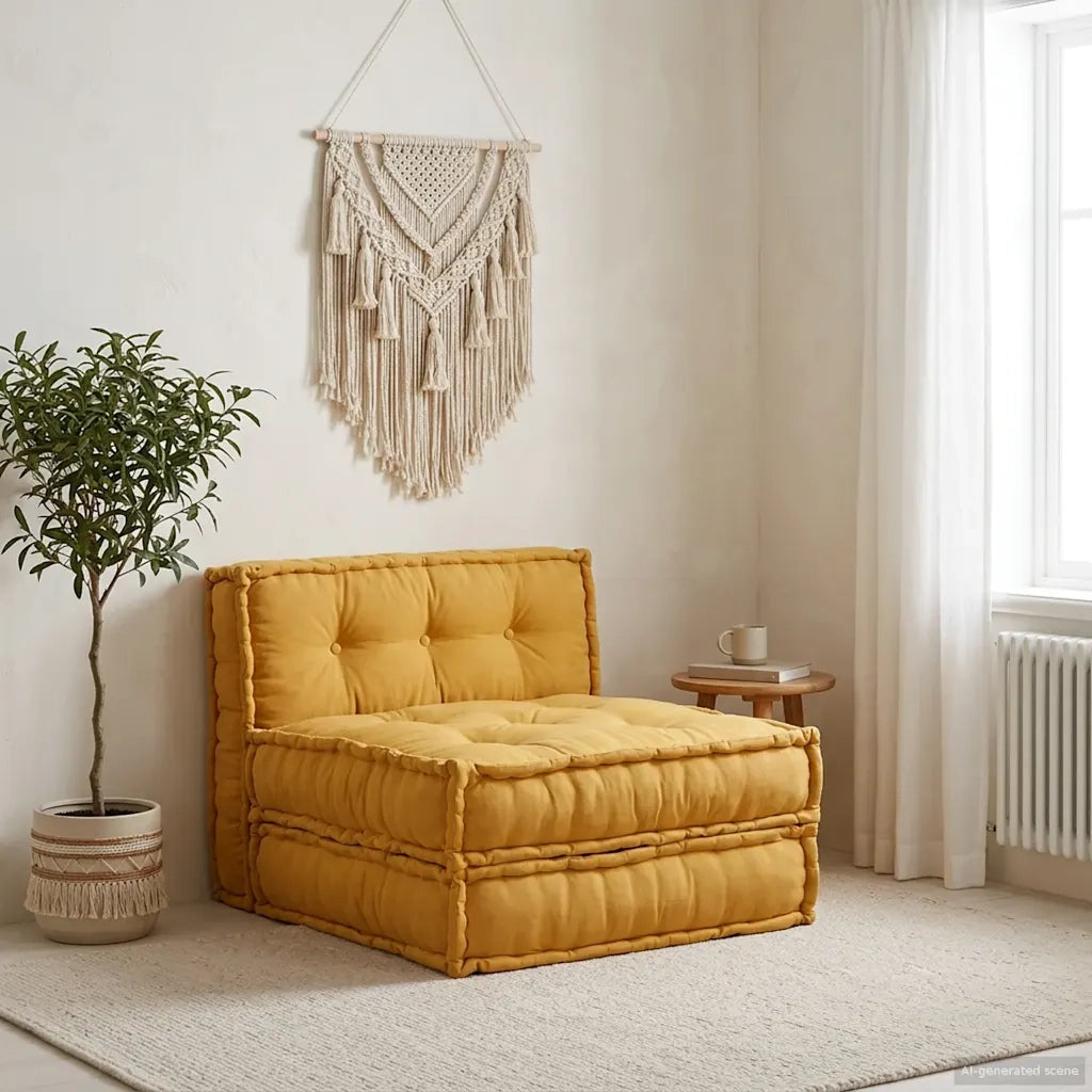 Divano Componibile Giallo 70x70x36 in Tessuto 4019039