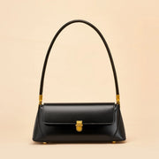 Borsa a mano da donna in vera pelle, colore nero.