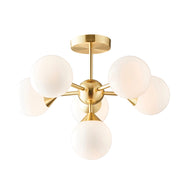 Plafoniera moderna ottone 6 luci G9 sfere vetro Endon