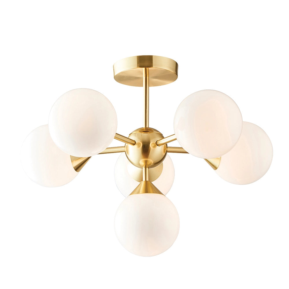 Plafoniera moderna ottone 6 luci G9 sfere vetro Endon