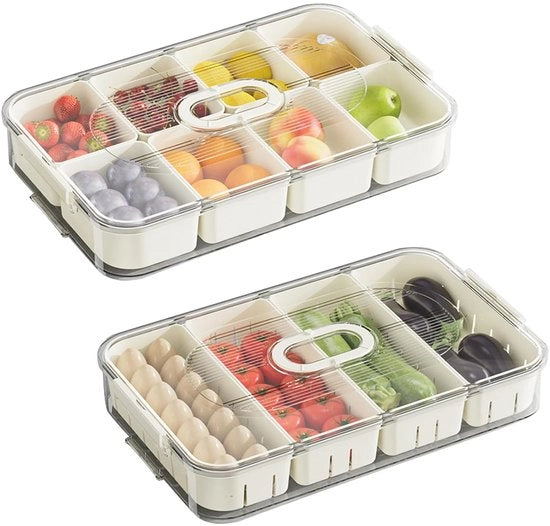Scatola per snack con contenitori - Organizzatore per verdure e frutta - 2 pezzi - 34 x 21 x 6 cm