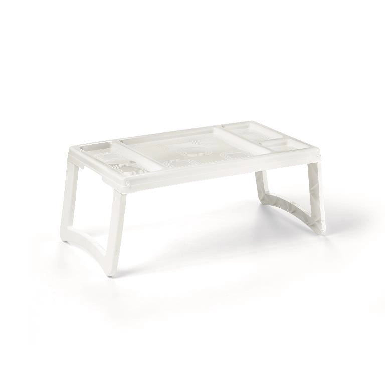 Vassoio Letto in Plastica con Gambe Ripiegabili Bianco 55 x 30 x 22 cm