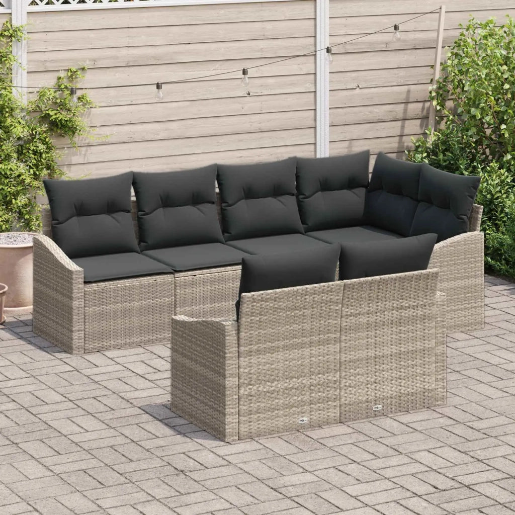 Set Divano da Giardino 7 pcs Grigio chiaro polyrattan 3355431