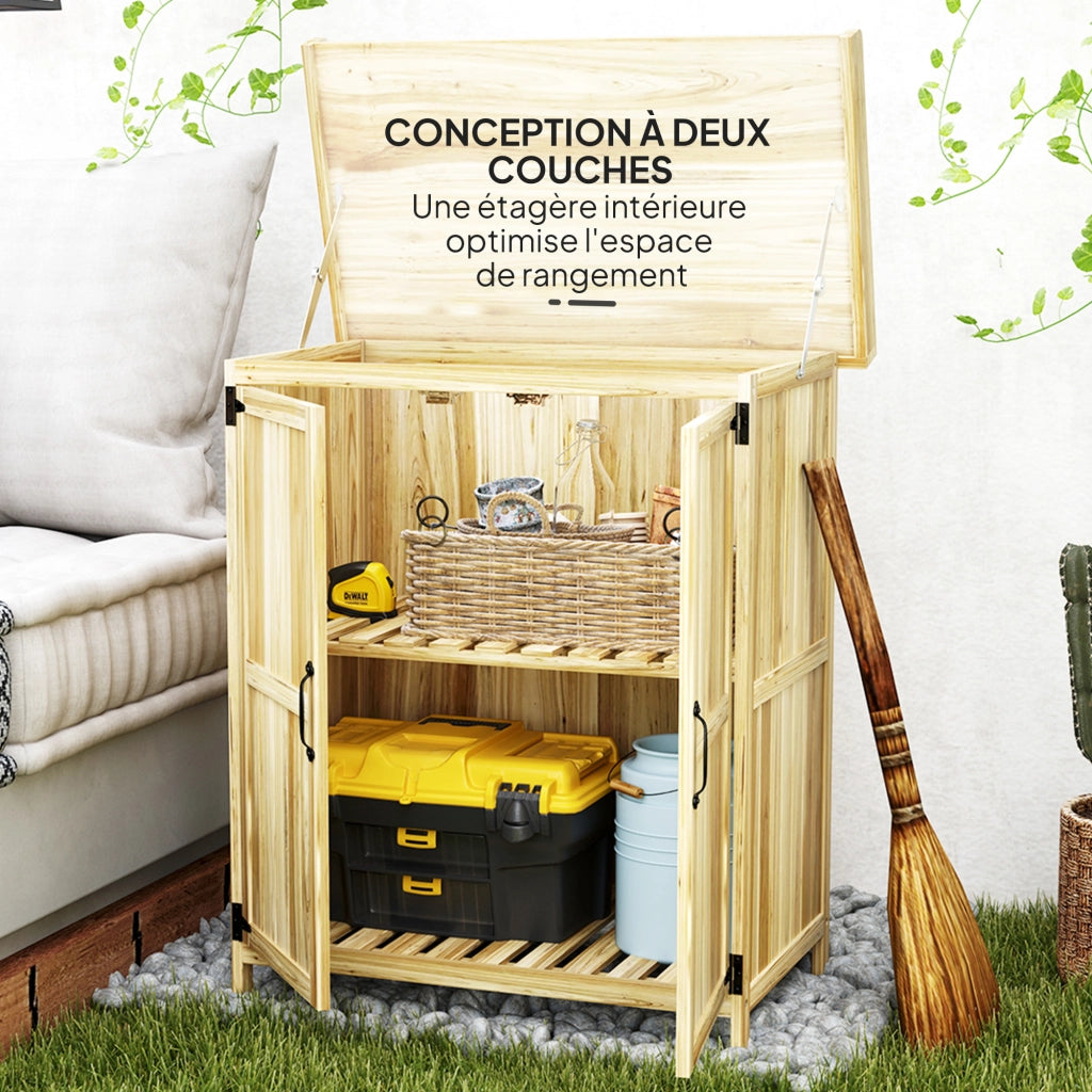 Casetta da giardino in legno con 2 porte e ripiano ¨C zephmum ¨C 74x43x88 cm