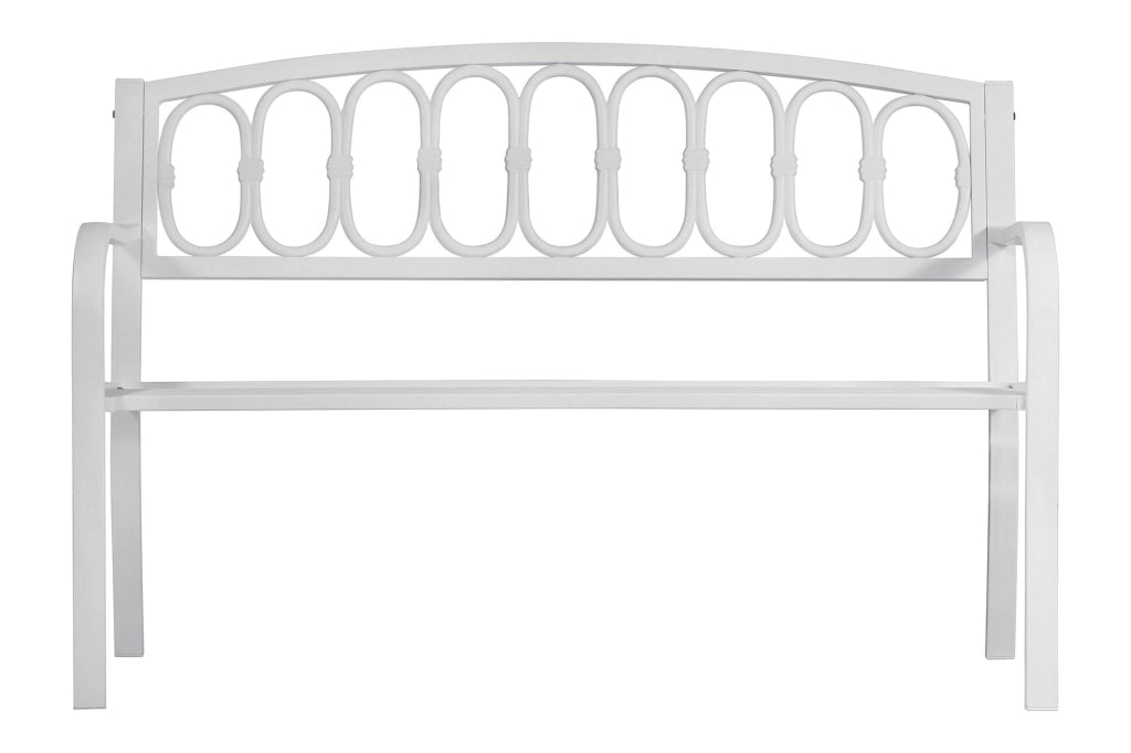Panchina da Giardino 2 Posti 123x63x87 cm in Ferro e Ghisa Bianca