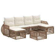 Set Divano da Giardino 7 pcs Beige e Bianco Crema polyrattan
