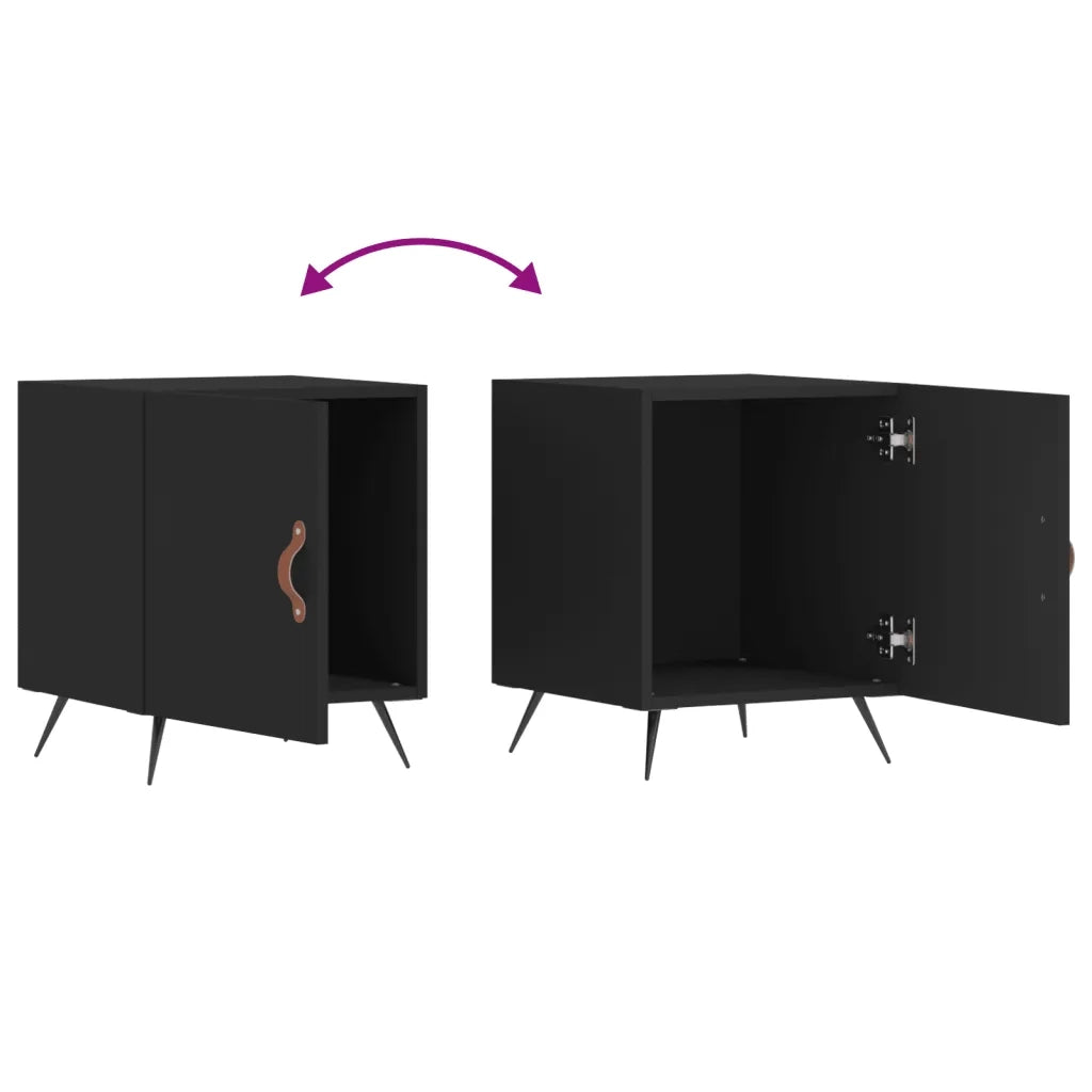Set di 2 Comodini | Armadio da Notte | Mobiletto da notte Neri 40x40x50 cm in Legno Multistrato