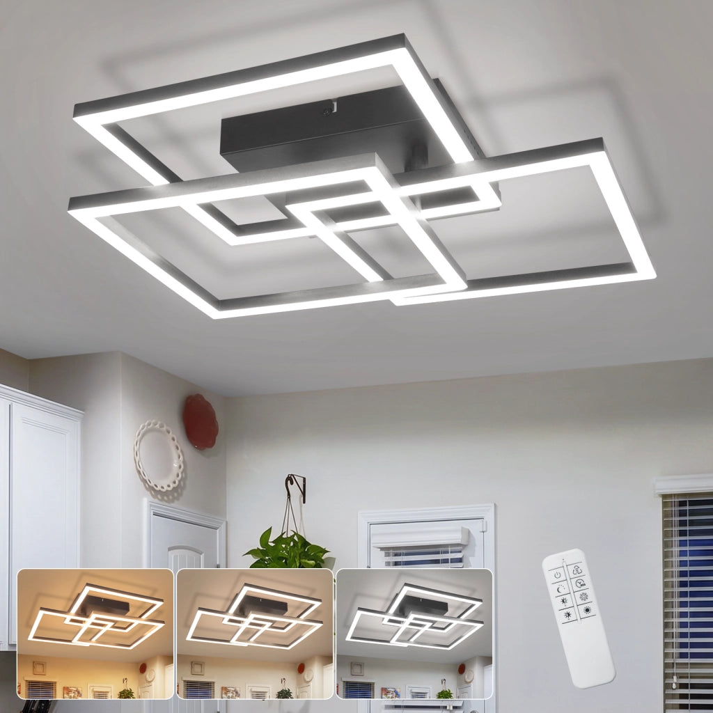 ZMH Lampada da Soffitto LED Dimmabile 31W Moderna Quadrata Design con Telecomando per Camera Soggiorno Ufficio