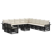 Set Divano da Giardino 12 pcs Nero polyrattan