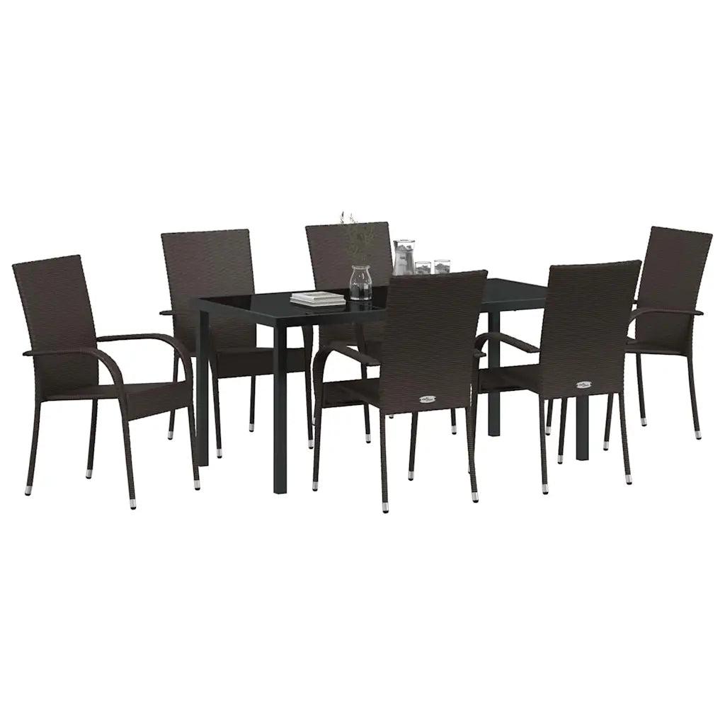 Set da Pranzo per Giardino 7 pcs Marrone 3379398
