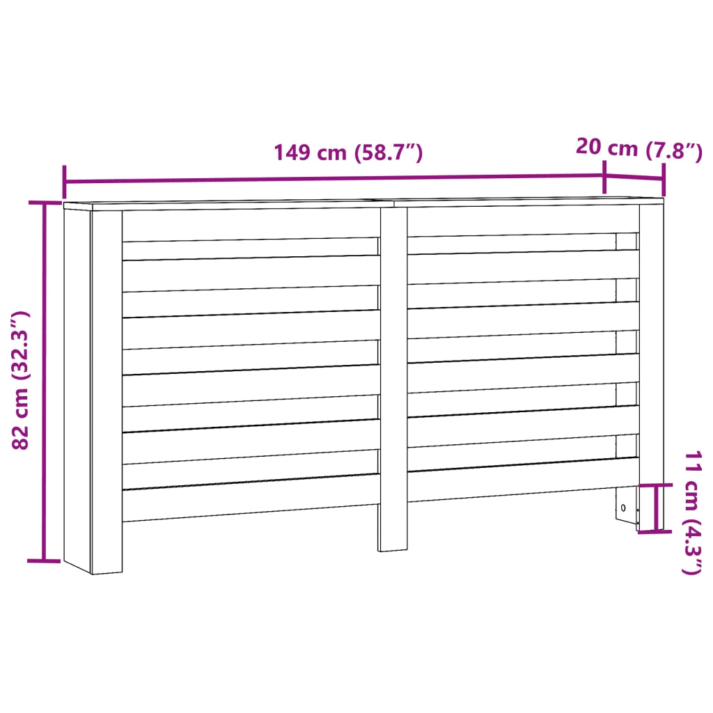 Copertura Termosifone Rovere Fumo 149x20x82cm Legno Multistrato CFW3408478