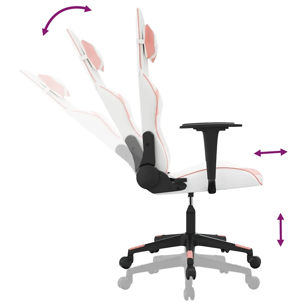 Sedia da Gaming | Sedia da e-sports Bianco e Rosa in Similpelle