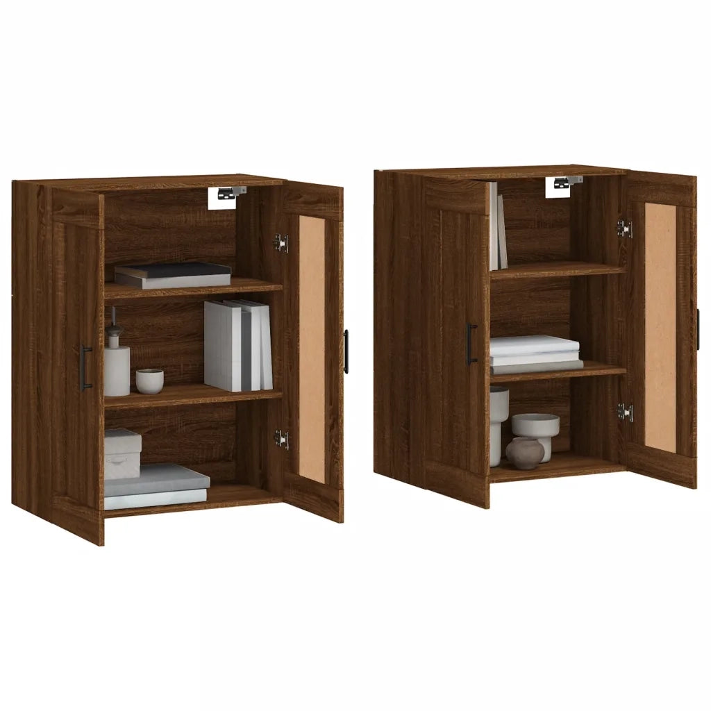 Armadietti a Parete 2 pz Rovere Marrone in Legno Multistrato 3198032