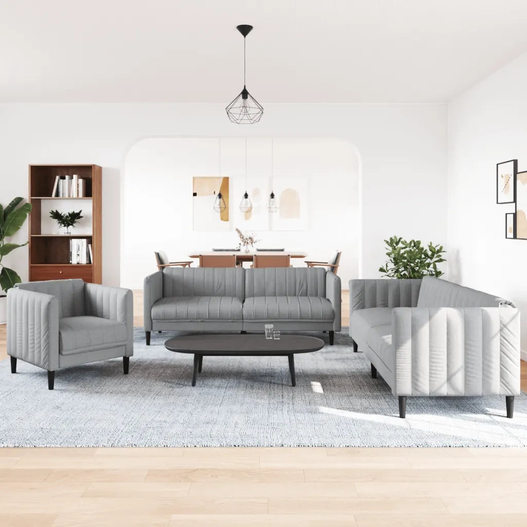 Set di Divani 3 pz Grigio Chiaro in Tessuto 3209229