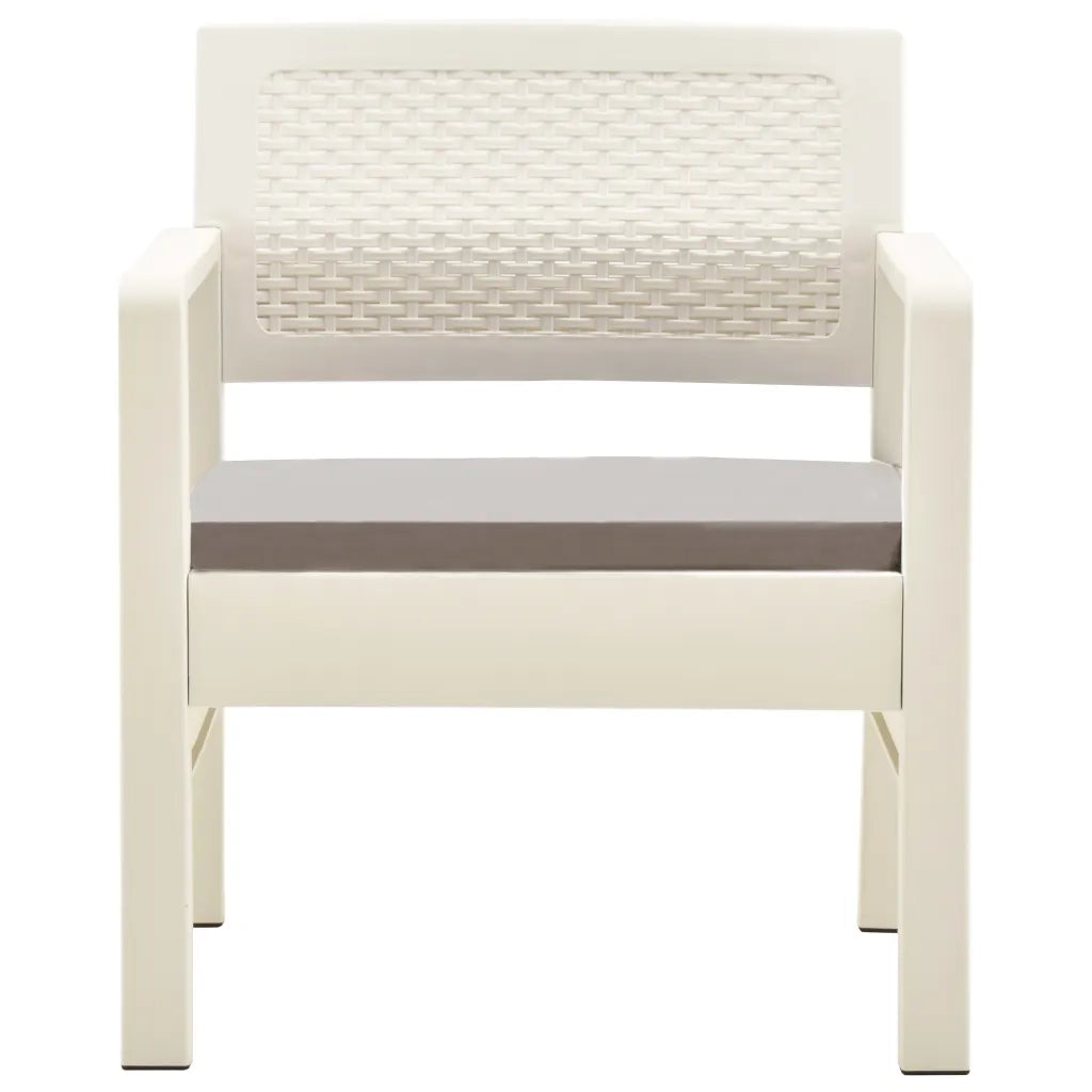 Set Salotto da Giardino 3 pz in Plastica Bianco