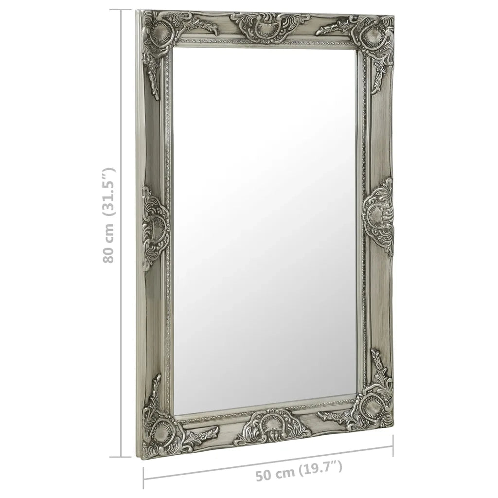 Specchio da Parete | Specchio decorativo Stile Barocco 50x80 cm Argento