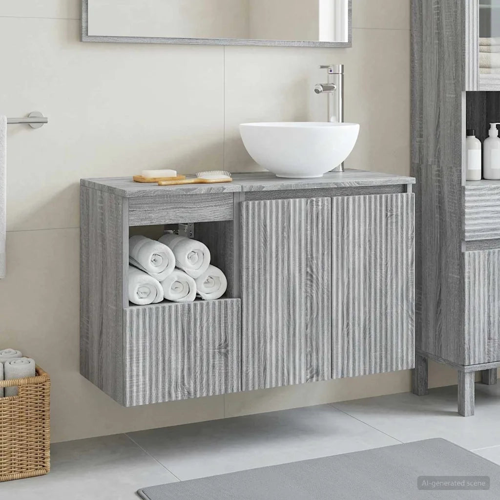 Set di mobili per il bagno 2 pz Sonoma grigio 3404040