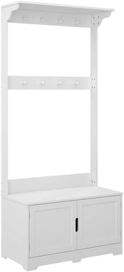 Appendiabiti Lysa, Bianco, 80 x 180 cm con 2 porte, per riporre giacche, scarpe e accessori