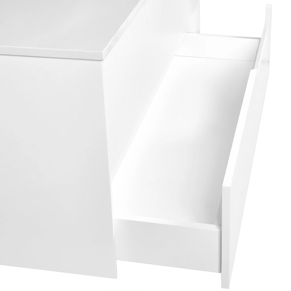 Mobiletto da bagno a parete con frontale scanalato 2 cassetti bianco 60 x 52 cm stile elegante moderno