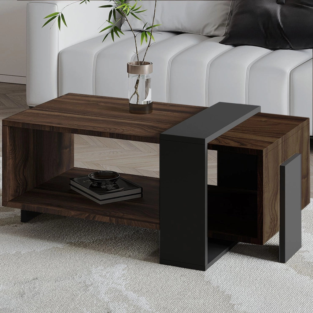 Tavolino in legno "Meleni" - 90 x 49 x 40 cm - Marrone